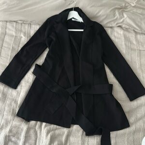 MM.LaFleur Black Belted Open-Front Jacket – Size XL